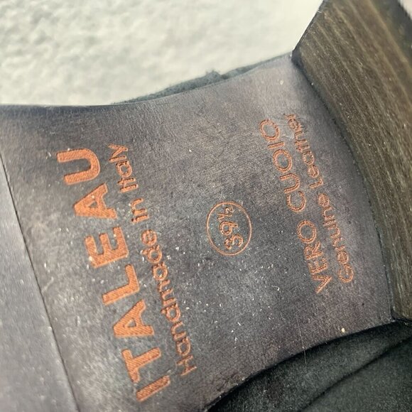 Italeau Black Suede Ankle Boots w/Tassel Side Zip Stacked Heel - Size 39.5/US9 - Picture 12 of 13